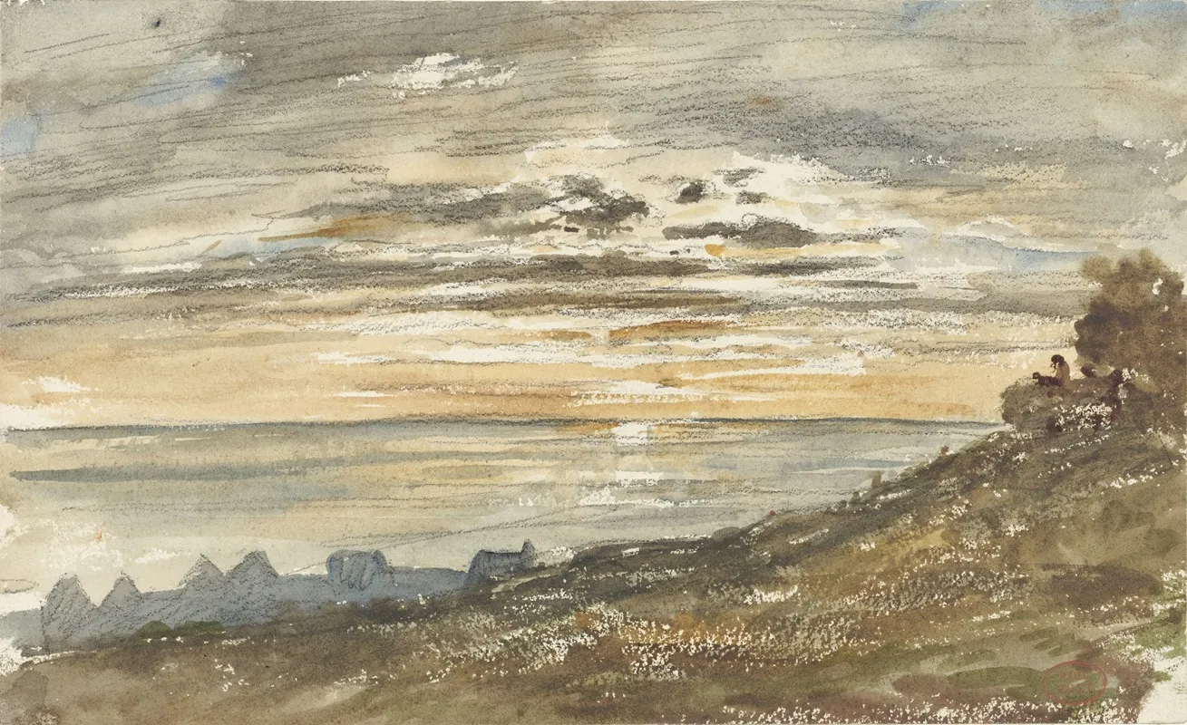Ondergaande Zon Te Trouville by Paul Huet - Canvas Print