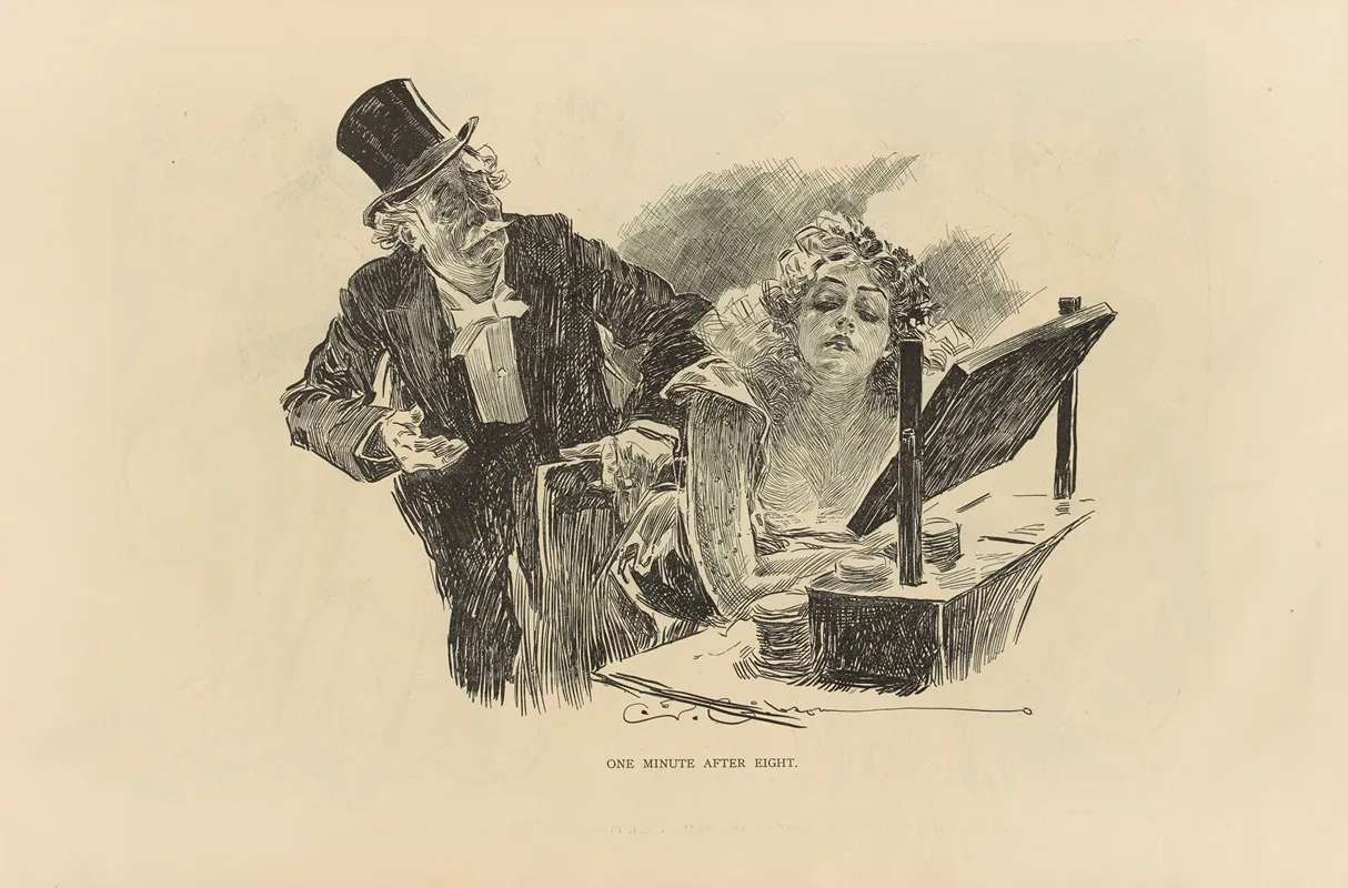 One Minute After Eight by Charles Dana Gibson - Canvas Print