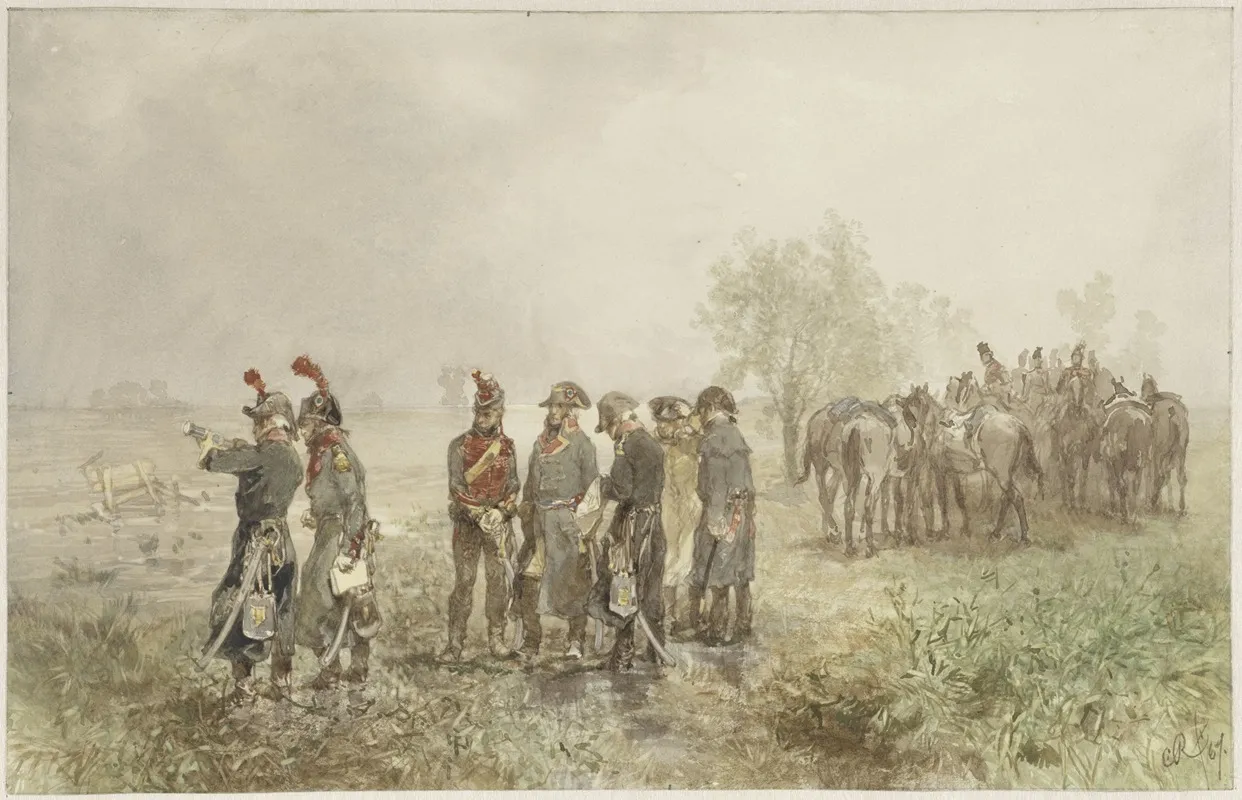 Ontmoeting Van Franse Officieren In Holland 1793 by Charles Rochussen - Canvas Print