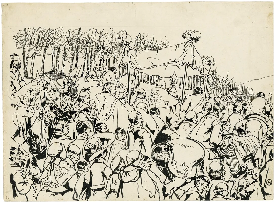 Ontwerp Van De Prentbriefkaart Processie Door Het Graan Beevaert Van Hakendover