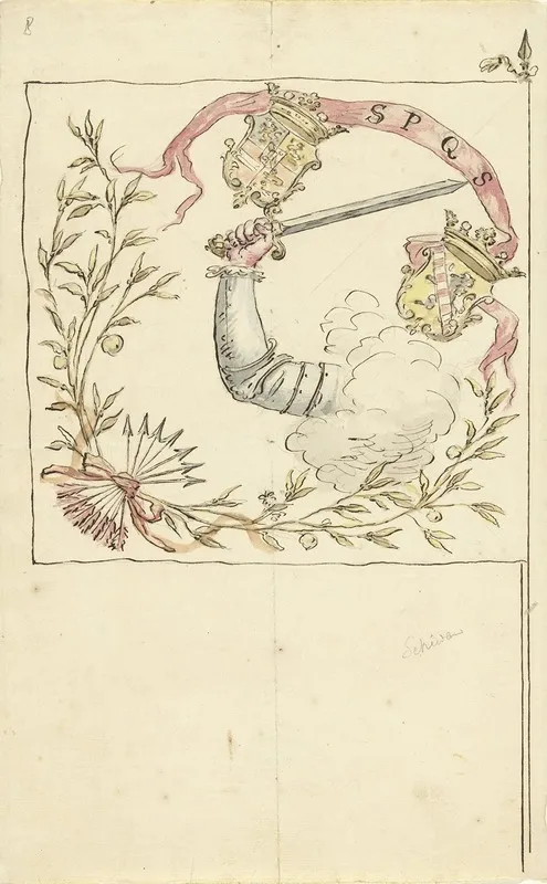Ontwerp Voor Een Banier Met De Wapens Van Prins Willem I En Schiedam by Elias van Nijmegen - Canvas Print