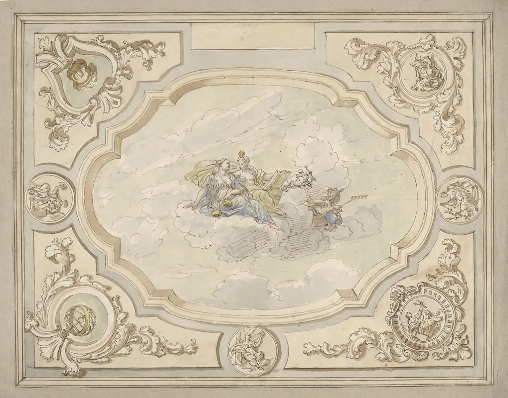 Ontwerp Voor Een Plafondschildering Met Allegorie Op De Waarheid En Gerechtigheid
