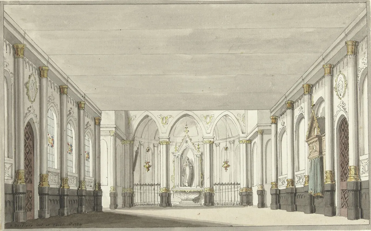 Ontwerp Voor Een Toneeldecor Van Een Kerkinterieur by Pieter Barbiers - Canvas Print