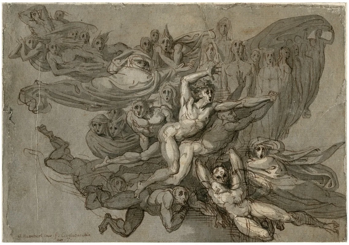 Ontzetting Zwevende Menigte Van Angstige Figuren by David Humbert de Superville - Canvas Print