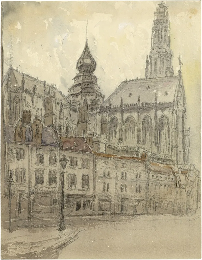 Onze Lieve Vrouwe Kathedraal Te Antwerpen Vanop De Lijnwaadmarkt