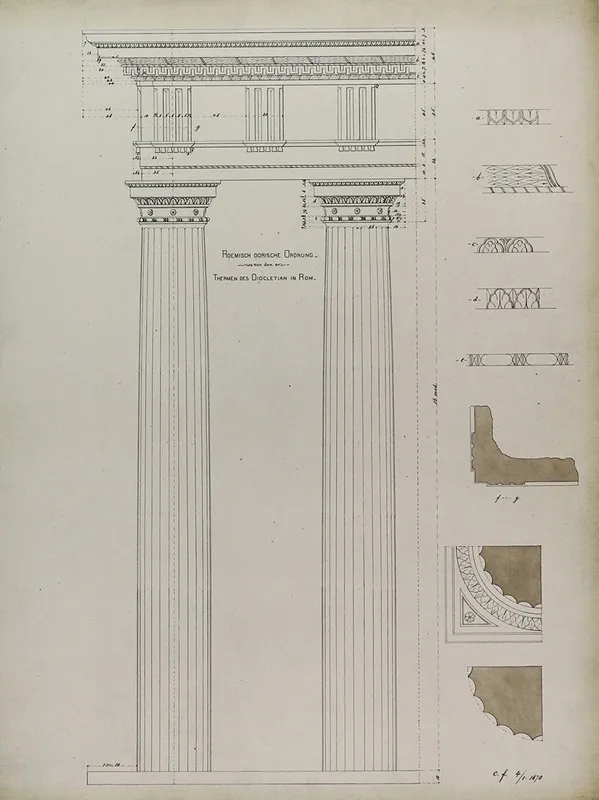 Orders Of Architecture Roman Doric Order From Baths Of Diocletian Rome Italy Elevation