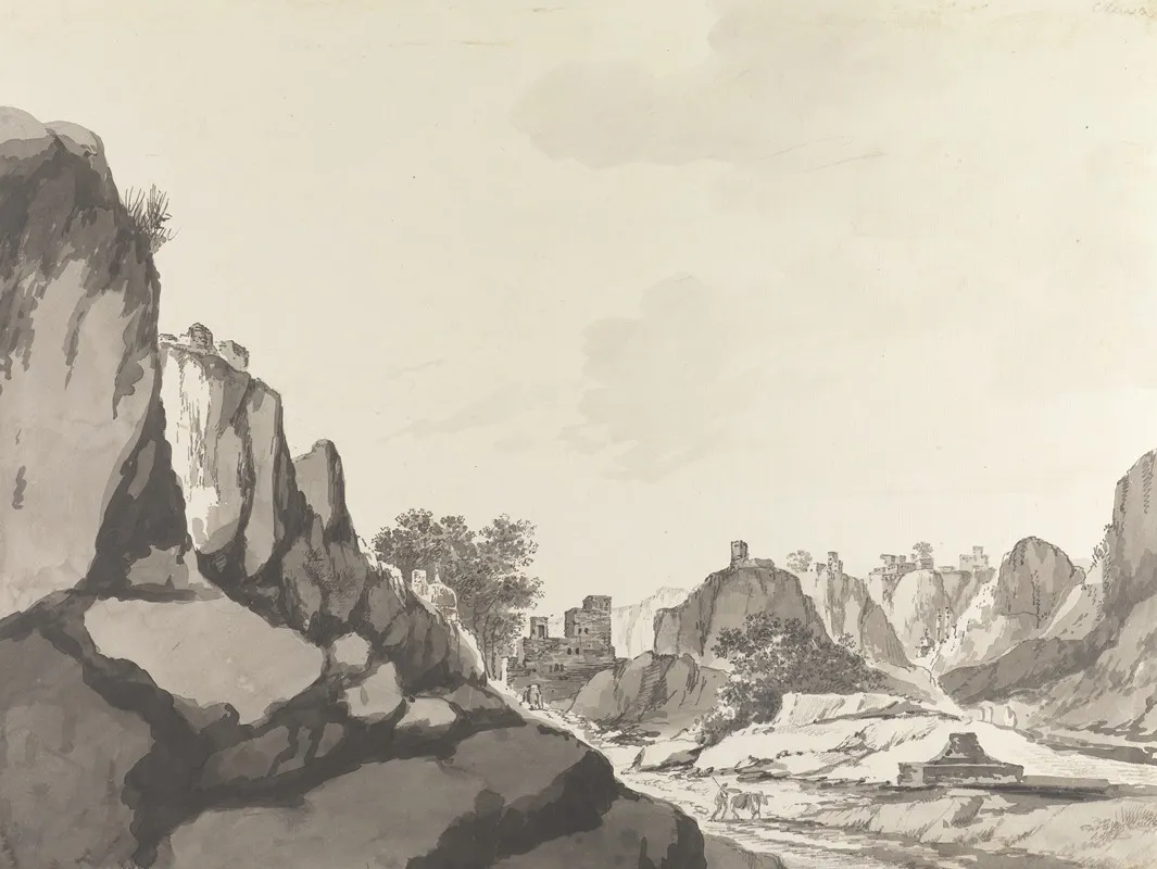 Original Drawings For Choix De Vues De Linde And Others Pl 31 by William Hodges - Canvas Print