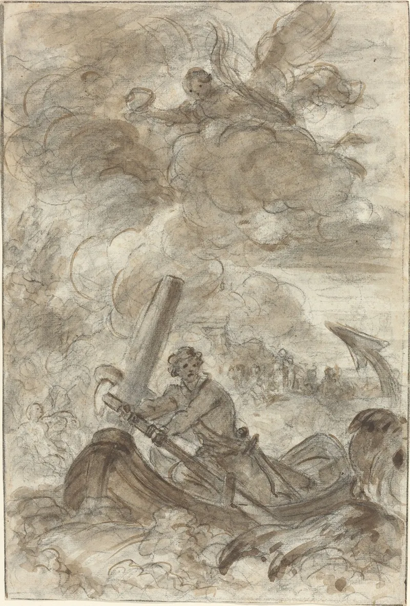Orlando Kills The Orc With An Anchor by Jean-Honoré Fragonard - Canvas Print