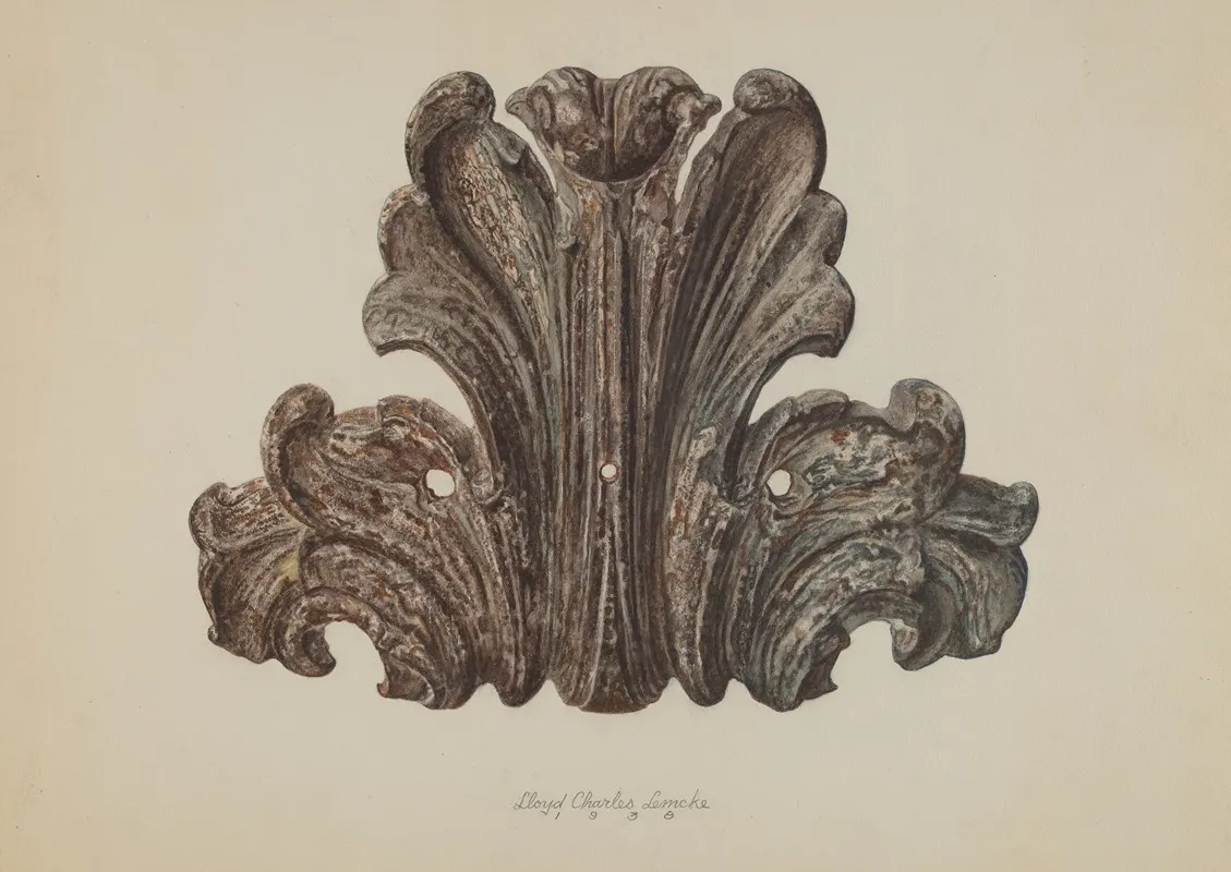 Ornamental Iron Leaf by Lloyd Charles Lemcke - Canvas Print