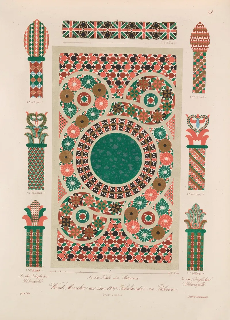 Ornamente Aller Klassischen Kunst Epochen Nach Den Originalien In Ihren Eigenthu%cc%88mlichen Farben Pl 073 by Wilhelm Zahn - Canvas Print