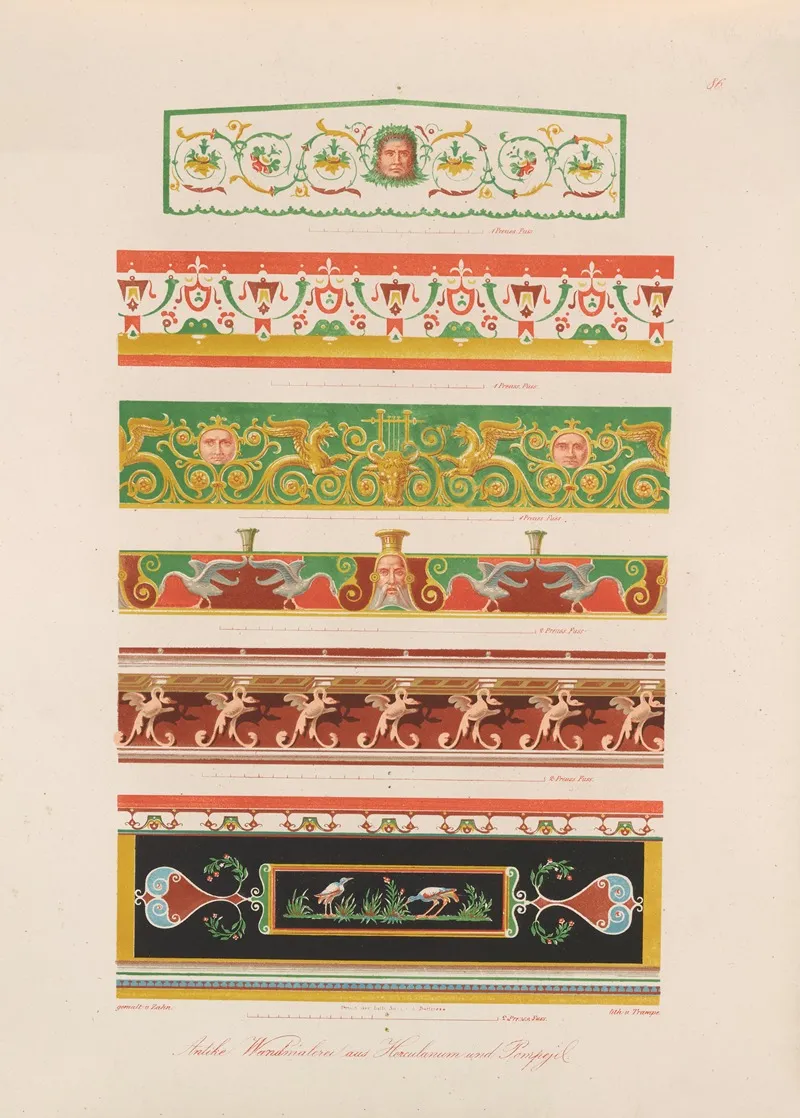 Ornamente Aller Klassischen Kunst Epochen Nach Den Originalien In Ihren Eigenthu%cc%88mlichen Farben Pl 086 by Wilhelm Zahn - Canvas Print