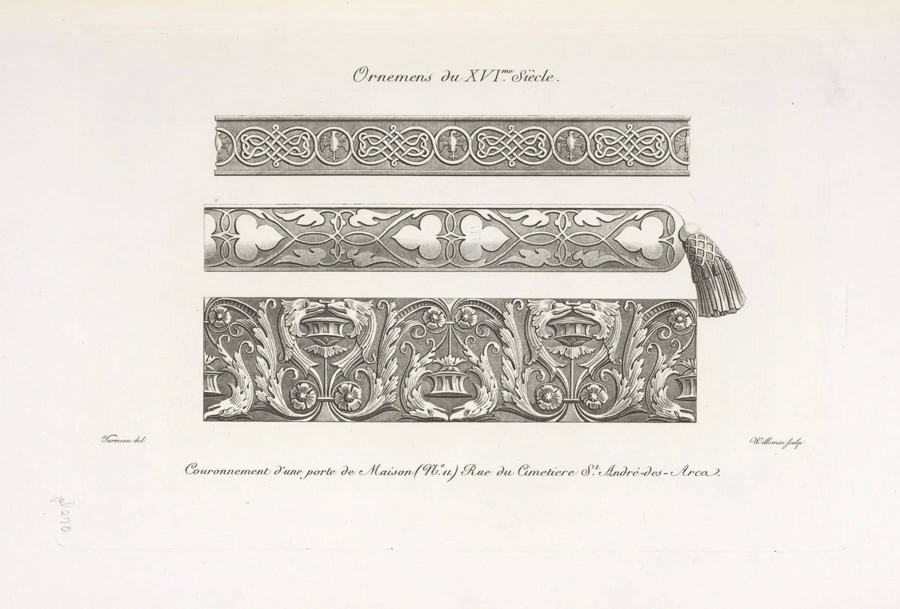 Ornemens Du Xvime Siecle Couronnement Dune Porte De Maison No 11 Rue Du Cimetiere St Andre Des Arcs