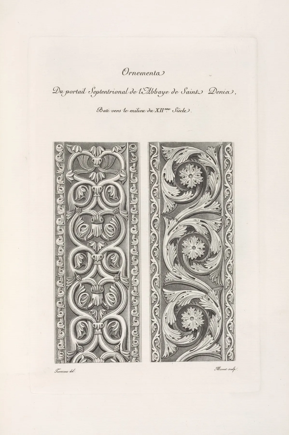Ornements Du Portail Septentrional De Labbaye De Saint Denis Bati Vers El Milieu Du Xiieme Siecle by Nicolas Xavier Willemin - Canvas Print