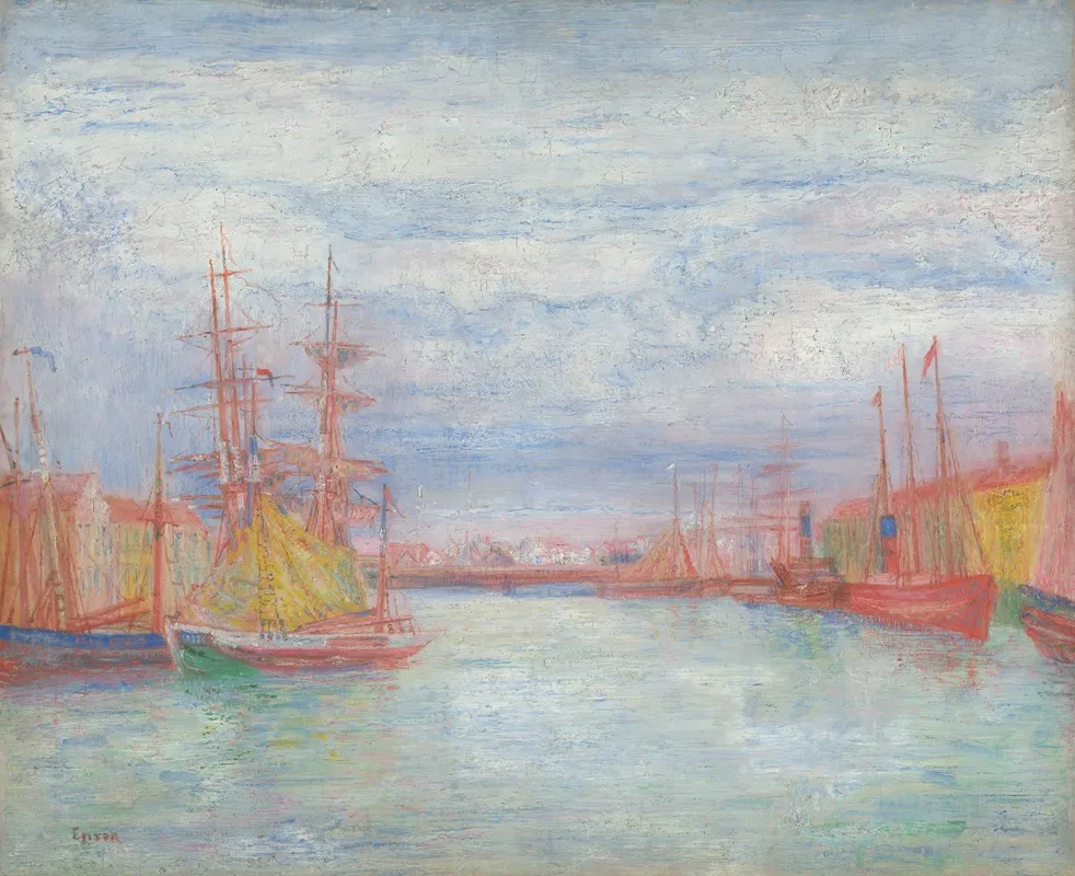 Ostend Harbour by James Ensor - Canvas Print