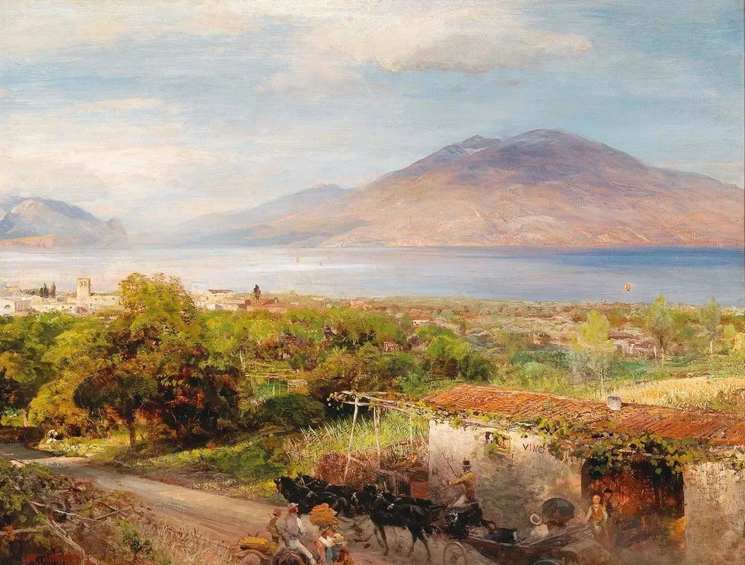 Osteria Near Naples by Oswald Achenbach - Canvas Print