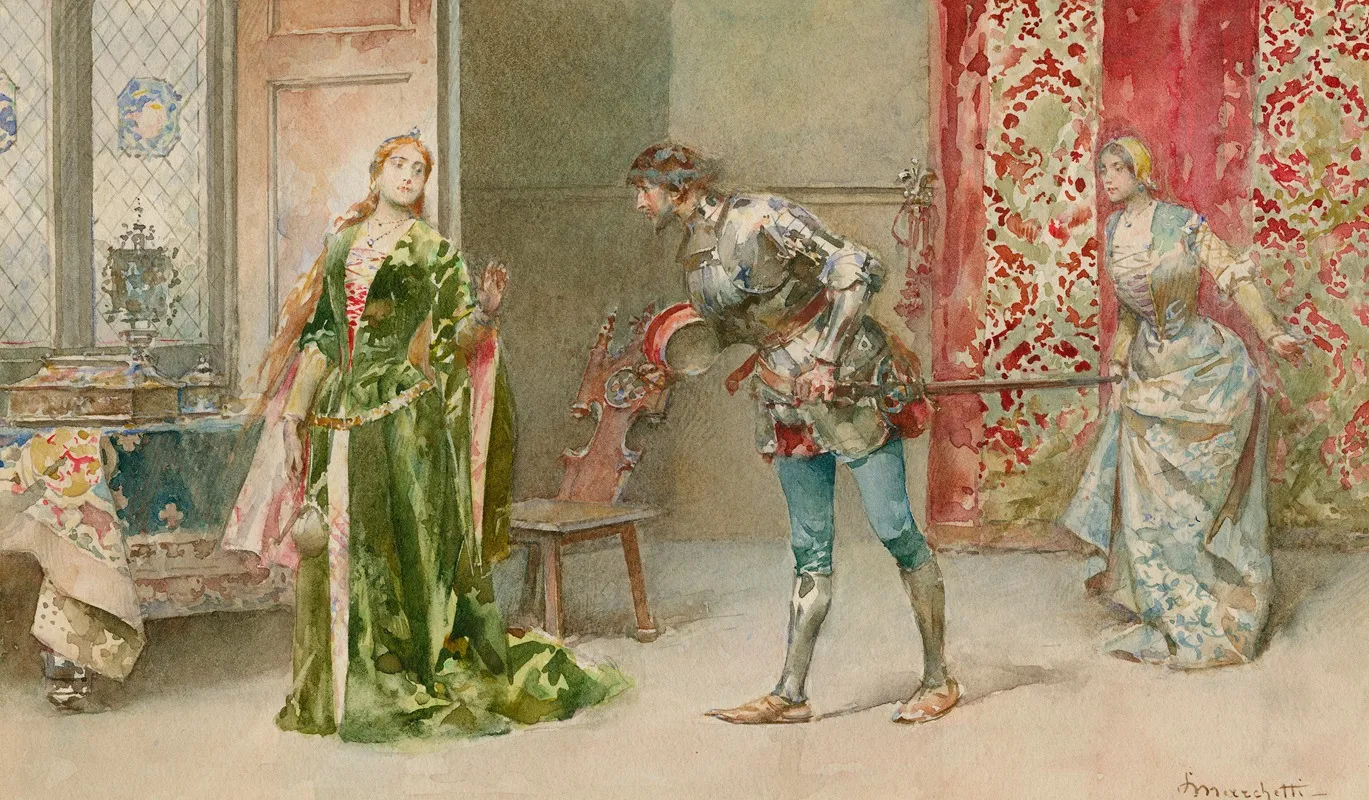 Othello Act 3 Scene 4 How Now Good Cassio Whats The News With You by Ludovico Marchetti - Canvas Print