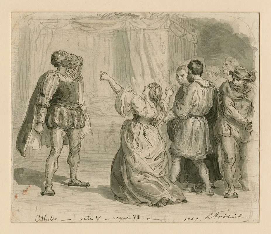 Othello And Desdemona 4 by Lorenz Frølich - Canvas Print
