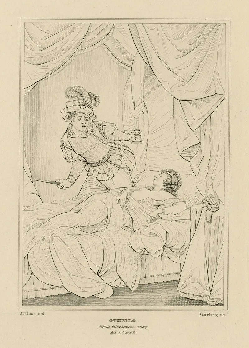 Othello Othello Desdemona Asleep Act V Scene Ii by William Francis Starling - Canvas Print