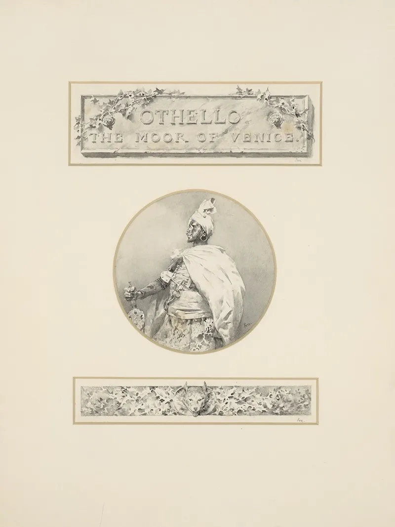 Othello Title Plate Portrait Of Othello And Tailpiece by Ludovico Marchetti - Canvas Print