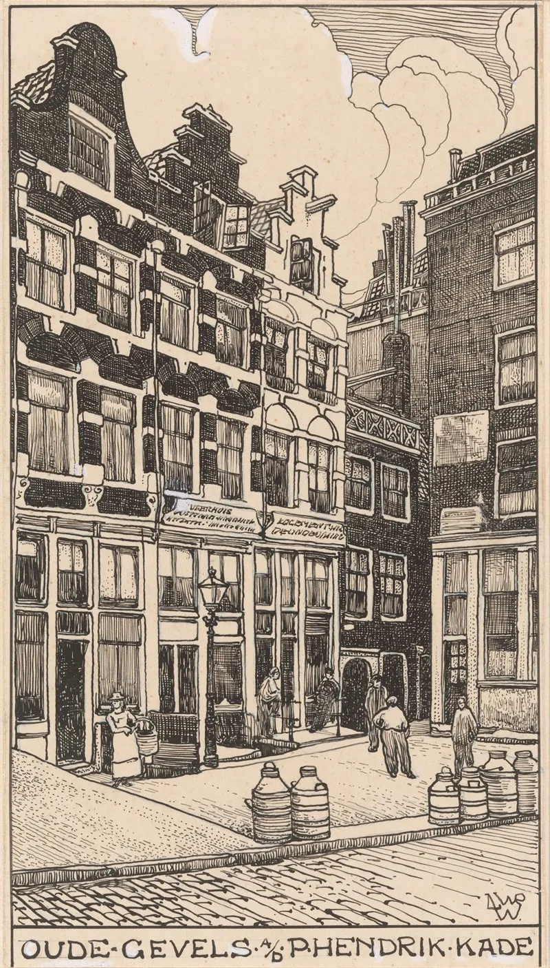 Oude Gevels Aan De Prins Hendrik Kade Te Amsterdam by Willem Wenckebach - Canvas Print