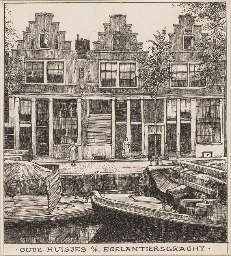 Oude Huisjes Aan De Egelantiersgracht Te Amsterdam by Willem Wenckebach - Canvas Print
