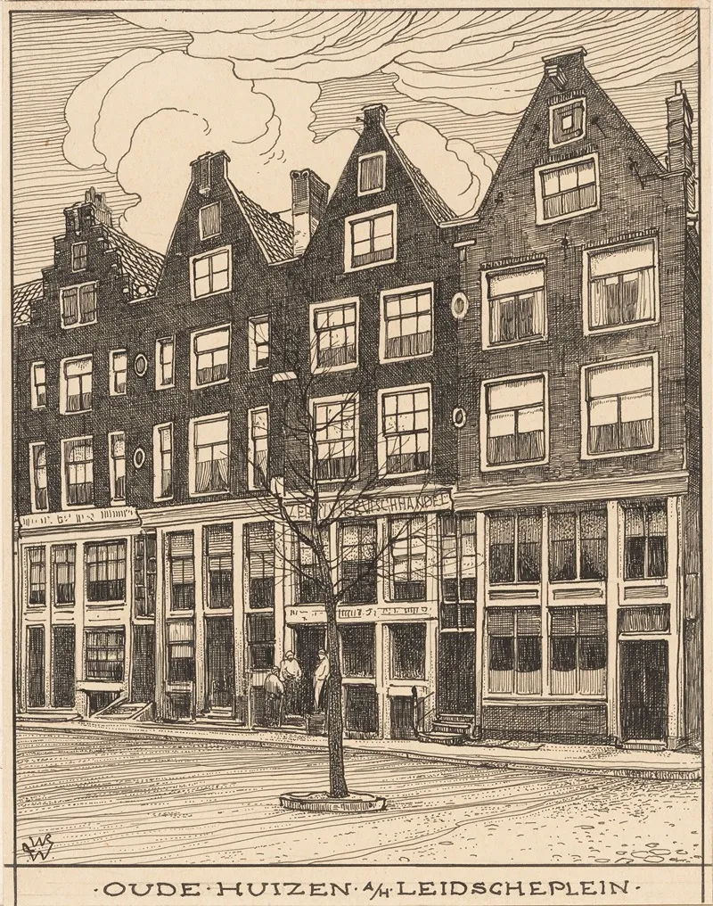Oude Huizen Aan Het Leidscheplein Te Amsterdam by Willem Wenckebach - Canvas Print