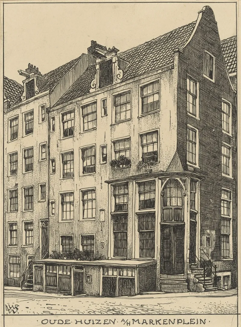 Oude Huizen Aan Het Markenplein Te Amsterdam by Willem Wenckebach - Canvas Print