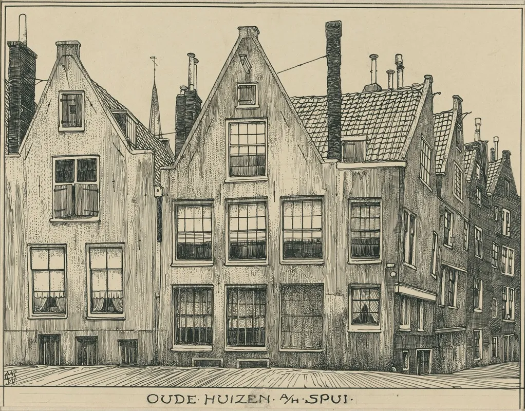 Oude Huizen Aan Het Spui Te Amsterdam by Willem Wenckebach - Canvas Print