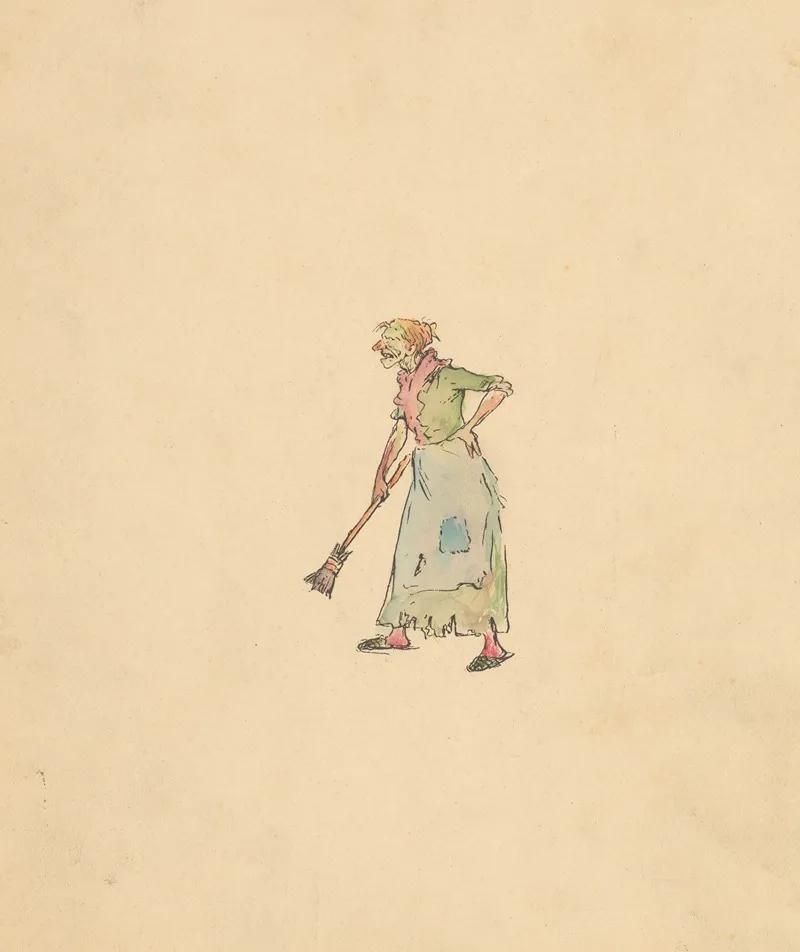 Oude Vrouw Met Bezem