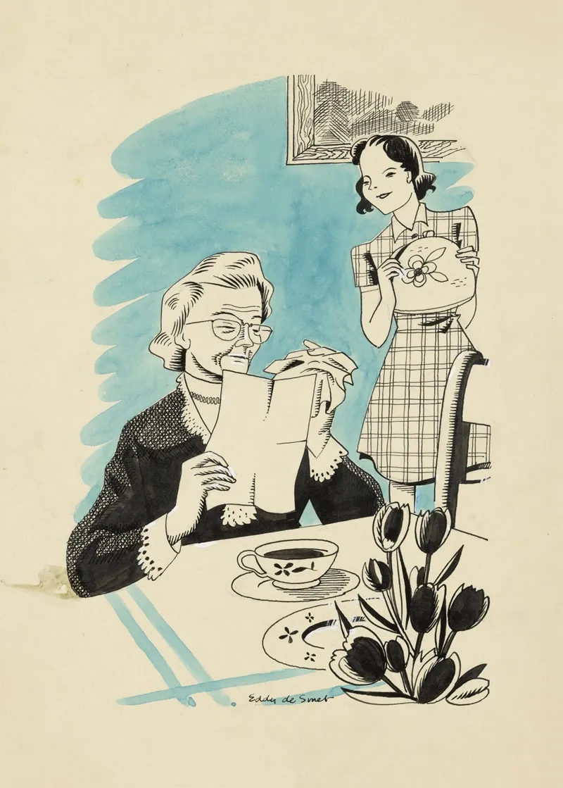 Oudere Vrouw Leest Een Brief 2 by Eddy de Smet - Canvas Print