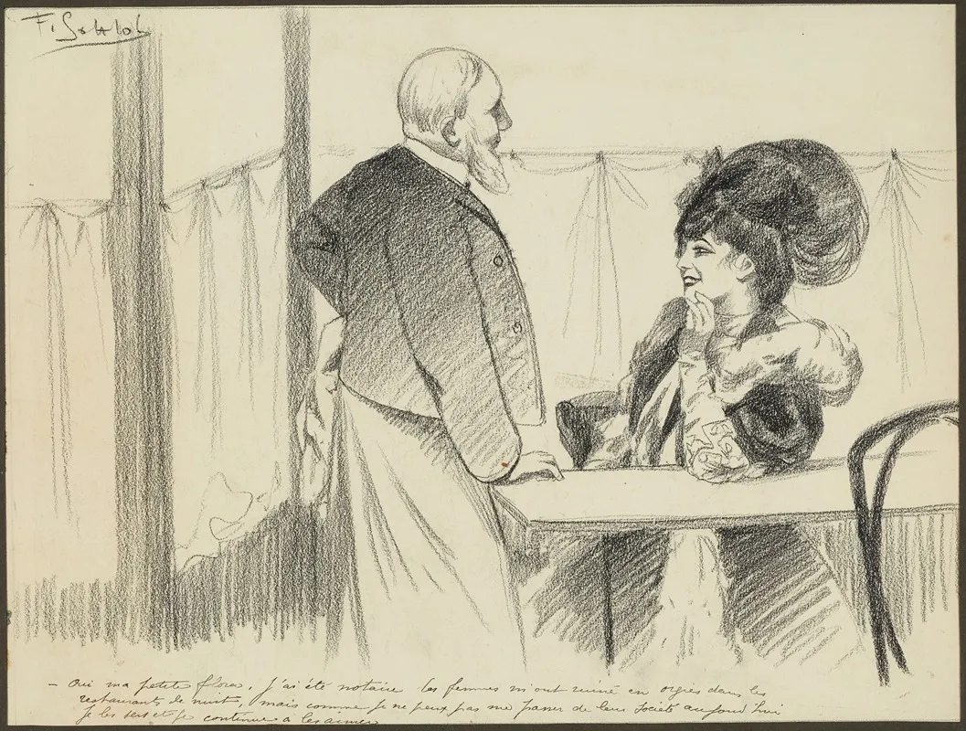 Oui Ma Petite Flora Jai Ete Notaire Les Femmes Mont Ruine En Orgies Dans Les Restaurants De Nuit Mais Comme Je Ne by Fernand Louis Gottlob - Canvas Print