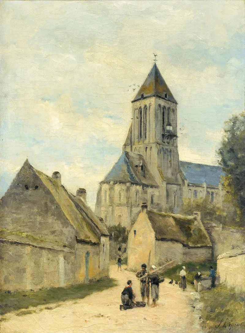 Ouistreham Church In Normandy by Stanislas Lépine - Canvas Print