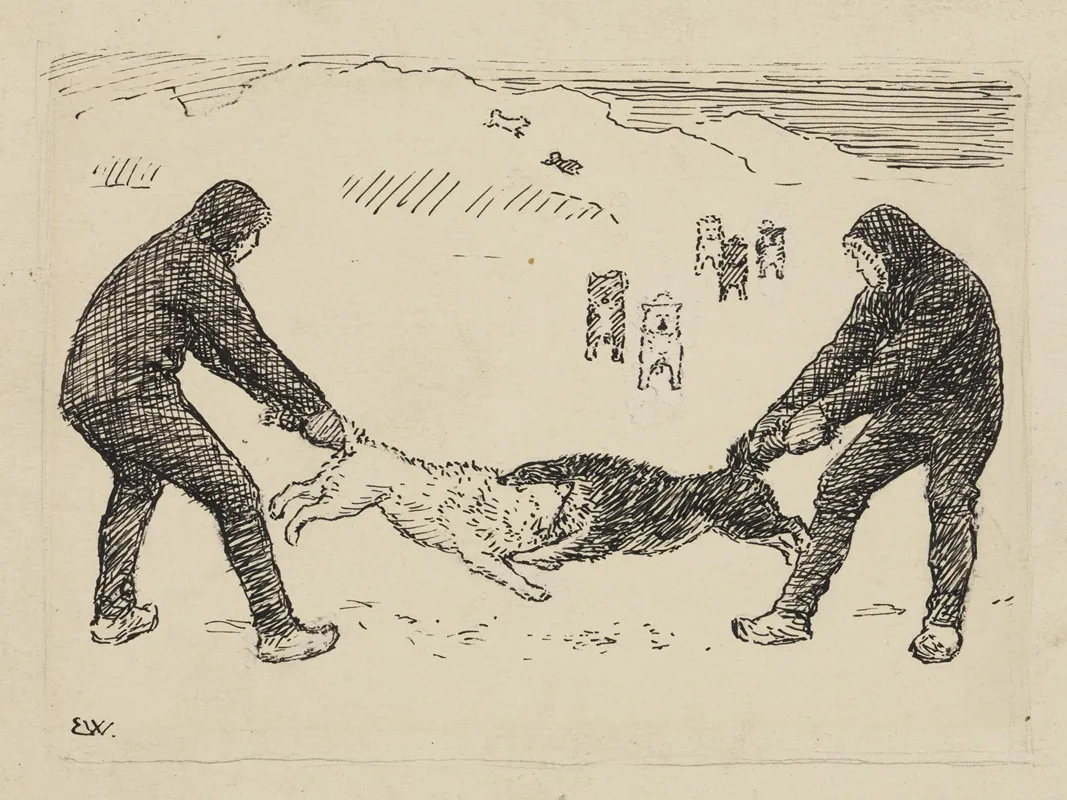 Our Fighting Dogs by Erik Werenskiold - Canvas Print