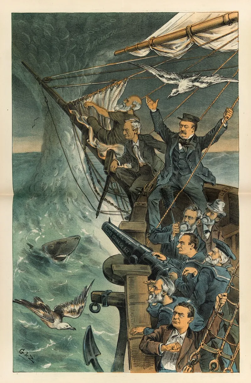 Our Good Ship National Credit In Danger From A Silver Spout by Bernhard Gillam - Canvas Print