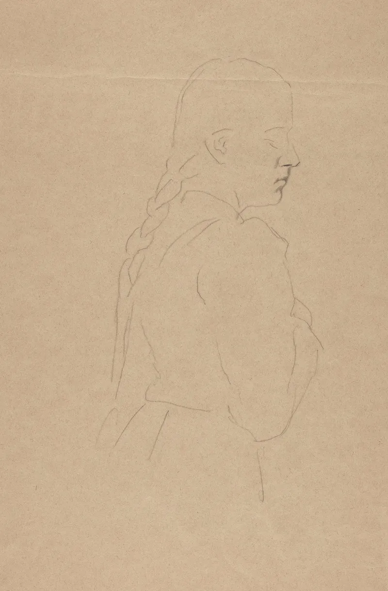 Outline Of A Girl With A Braid
