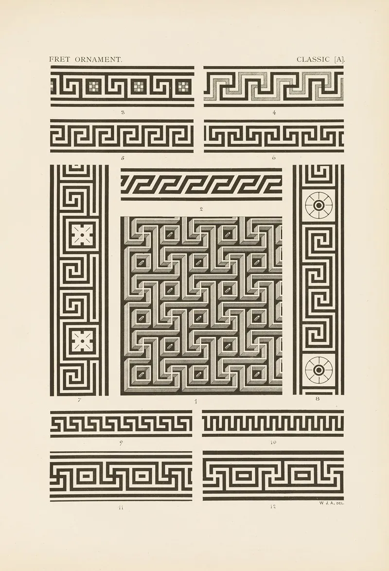 Outlines Of Ornament In The Leading Styles Pl 02 by George Ashdown Audsley - Canvas Print