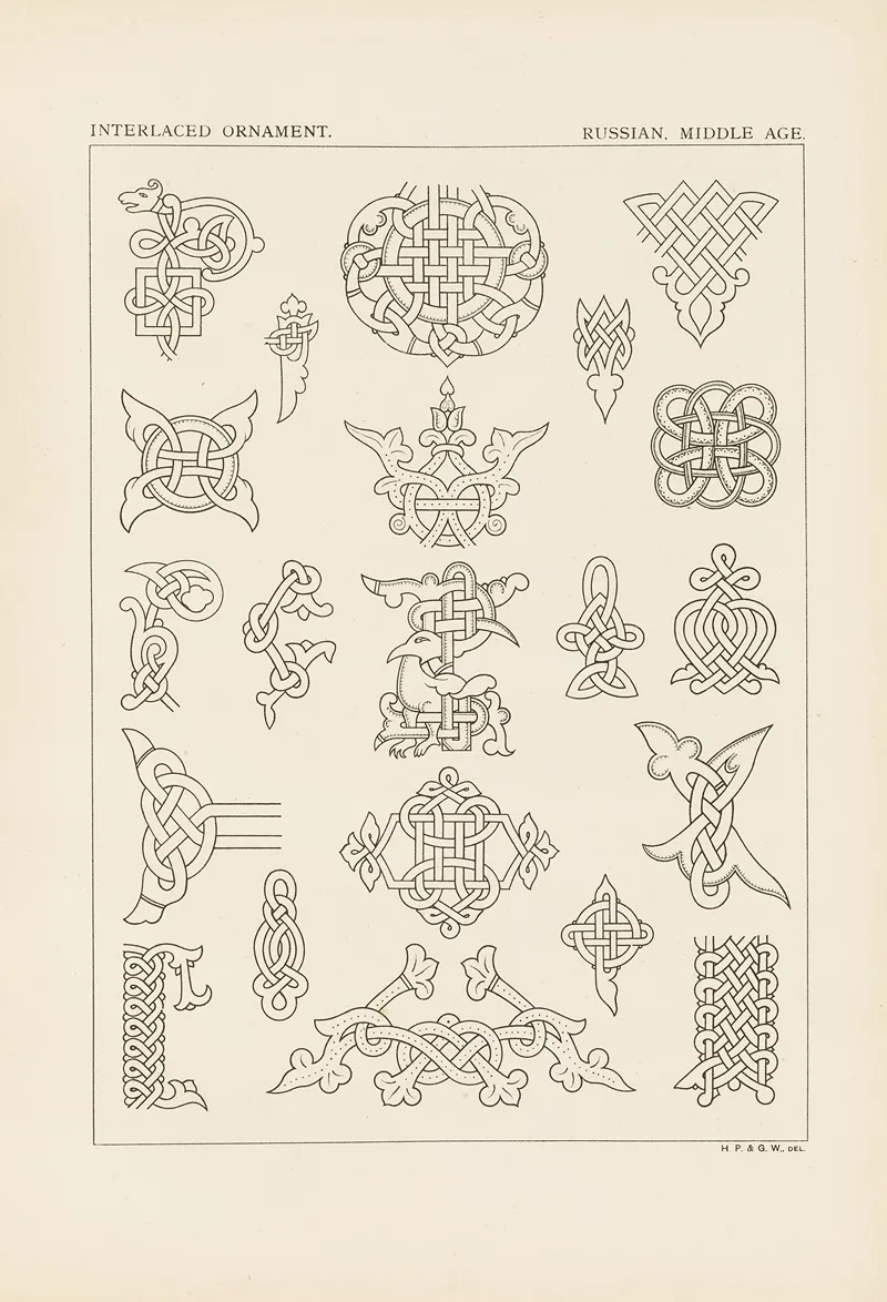 Outlines Of Ornament In The Leading Styles Pl 08 by George Ashdown Audsley - Canvas Print
