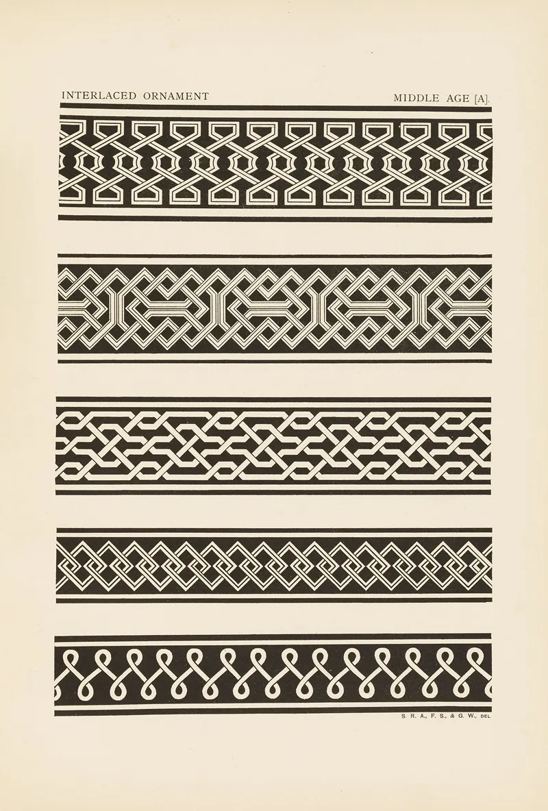 Outlines Of Ornament In The Leading Styles Pl 09 by George Ashdown Audsley - Canvas Print