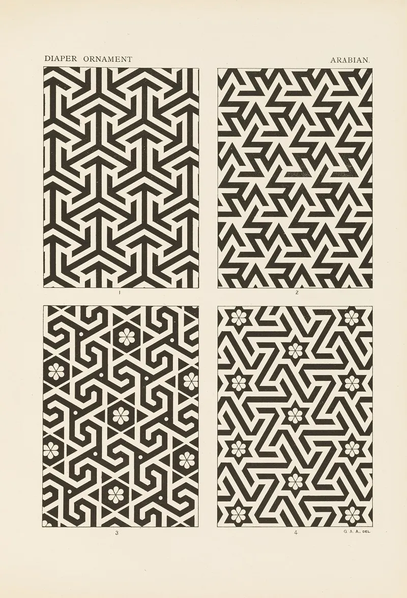 Outlines Of Ornament In The Leading Styles Pl 20 by George Ashdown Audsley - Canvas Print