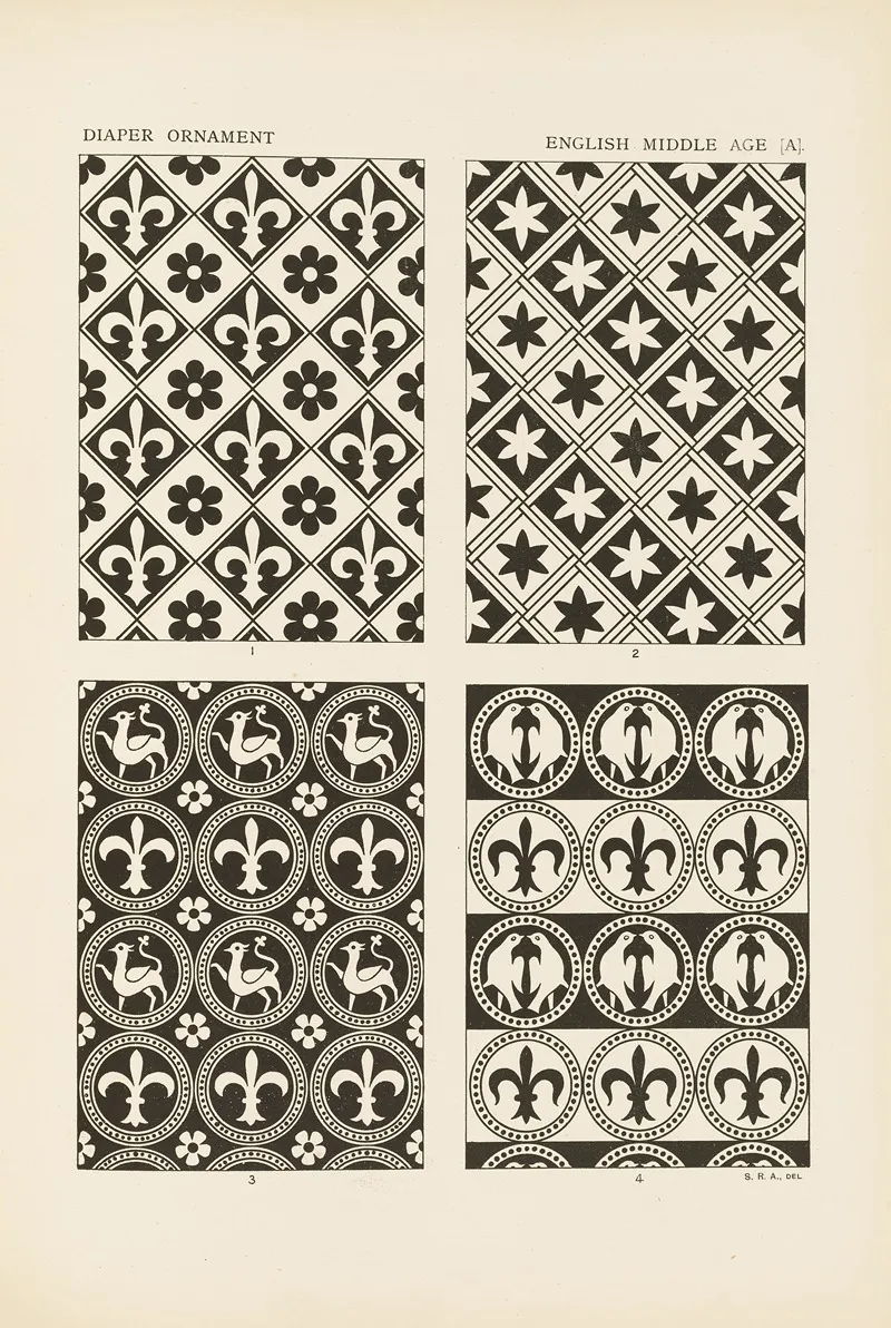 Outlines Of Ornament In The Leading Styles Pl 30 by George Ashdown Audsley - Canvas Print