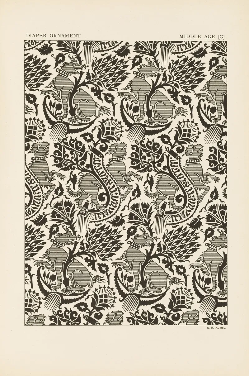 Outlines Of Ornament In The Leading Styles Pl 39 by George Ashdown Audsley - Canvas Print