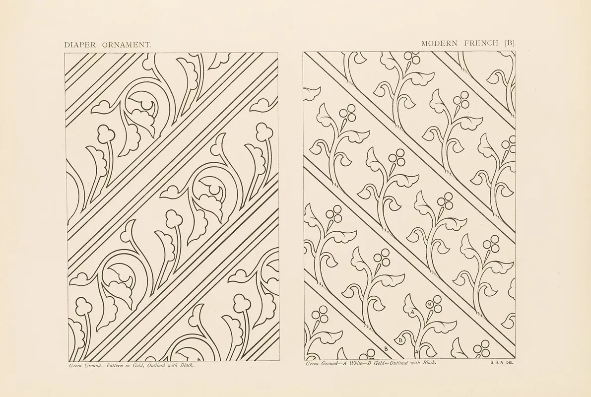 Outlines Of Ornament In The Leading Styles Pl 43 by George Ashdown Audsley - Canvas Print