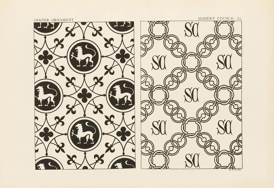 Outlines Of Ornament In The Leading Styles Pl 48 by George Ashdown Audsley - Canvas Print