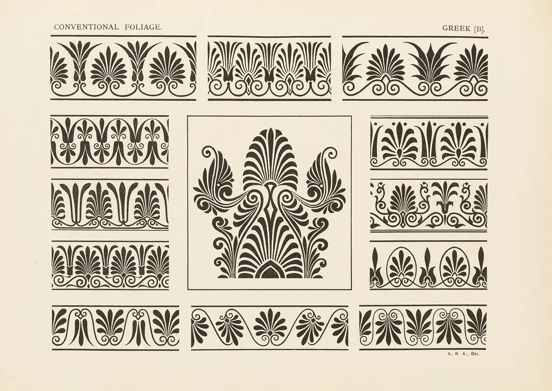 Outlines Of Ornament In The Leading Styles Pl 50 by George Ashdown Audsley - Canvas Print