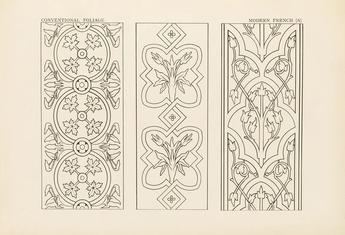 Outlines Of Ornament In The Leading Styles Pl 56 by George Ashdown Audsley - Canvas Print