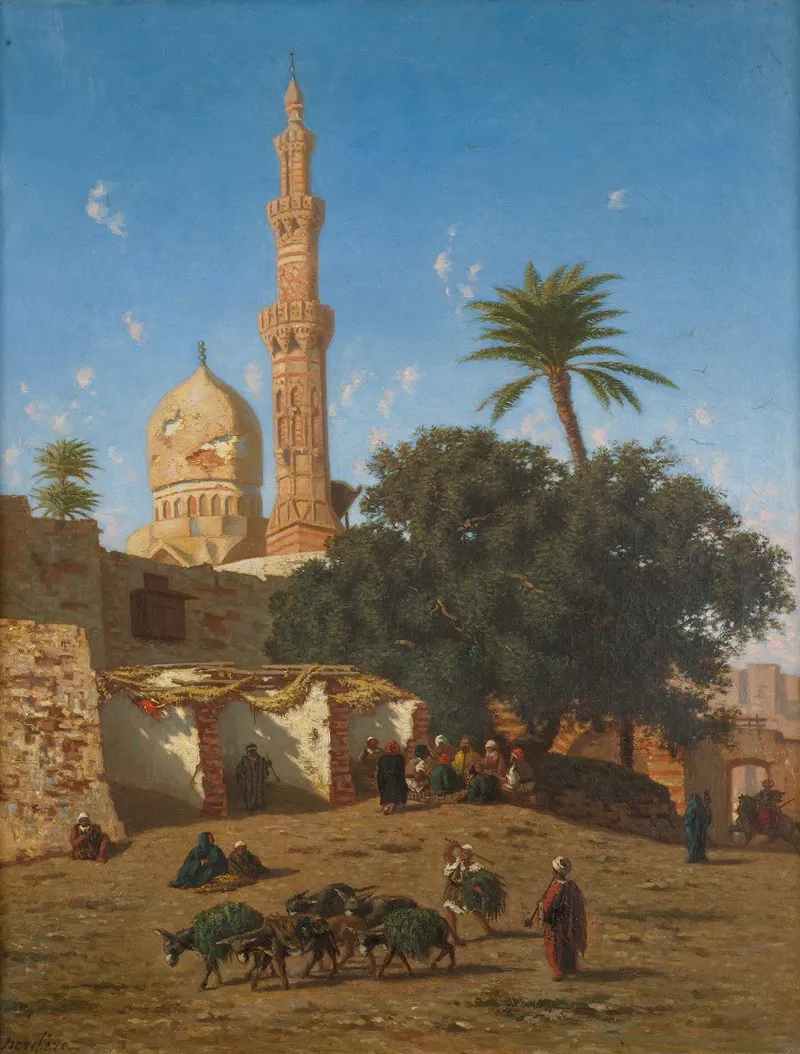 Outside The Walls Of A North African City by Narcisse Berchère - Canvas Print