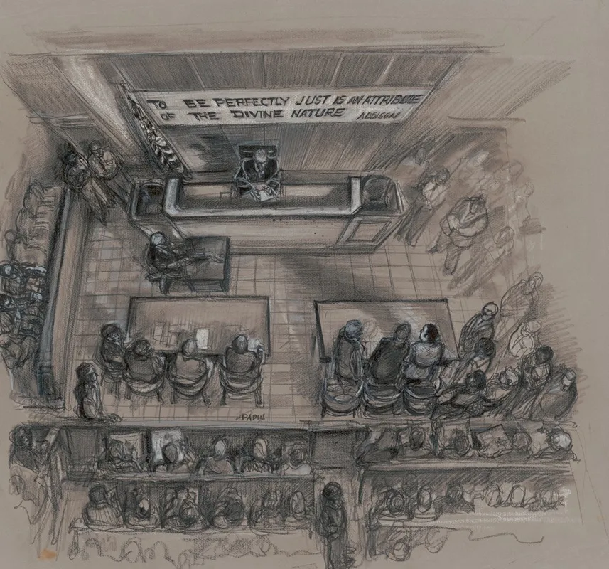Overhead View Of Courtroom At New York State Supreme Court Brooklyn 2 by Joseph Papin - Canvas Print