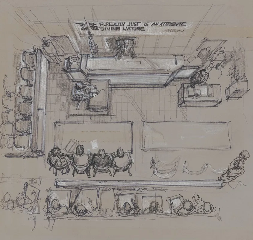 Overhead View Of Courtroom At New York State Supreme Court Brooklyn