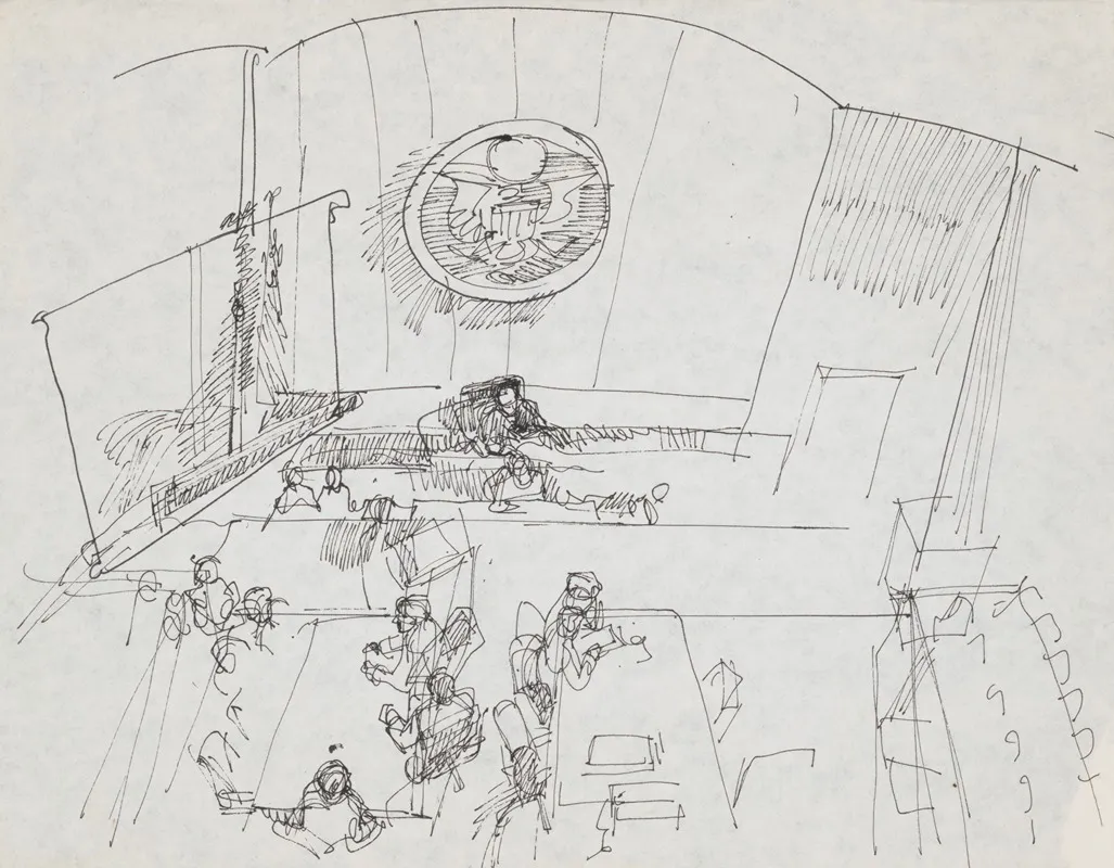 Overhead View Of Courtroom For The Patty Hearst Trial San Francisco California by Joseph Papin - Canvas Print