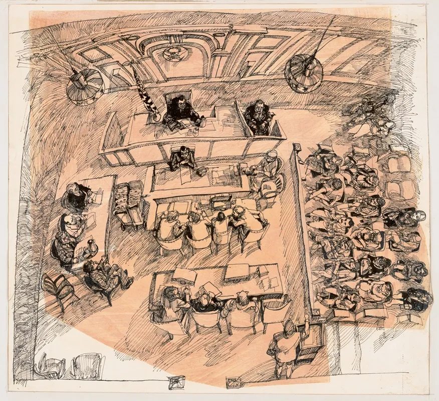 Overhead View Of Unidentified Courtroo